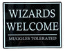 Metal Wall Sign - Wizards Welcome Muggles Tolerated - Kozeenest