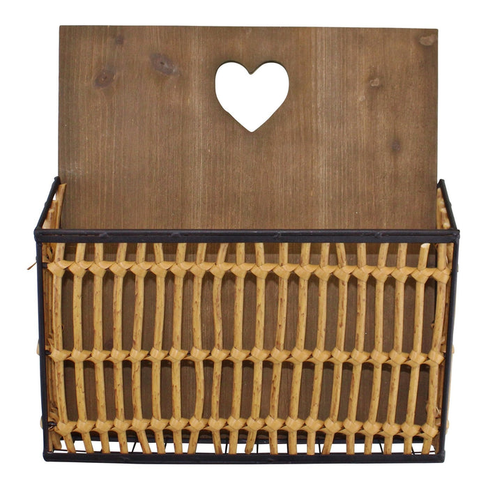 Metal & Wicker Wall Hanging Magazine Rack - Kozeenest