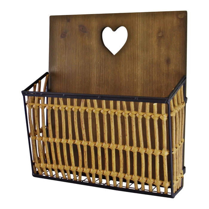 Metal & Wicker Wall Hanging Magazine Rack - Kozeenest