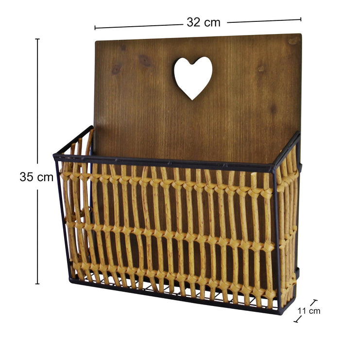 Metal & Wicker Wall Hanging Magazine Rack - Kozeenest