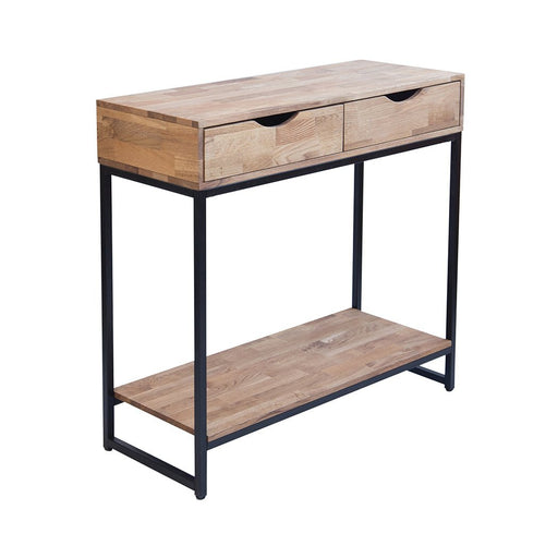 Mirelle Console Table Solid Oak Black Metal Frame-0