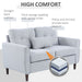 2 Seat Sofa Double Sofa Loveseat Fabric Wooden Legs Tufted Design for Living Room, Dining Room, Office, Light Grey-5