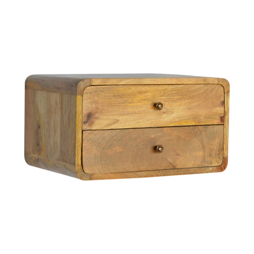 Oak-ish 2 Drawer Floating Bedside-1