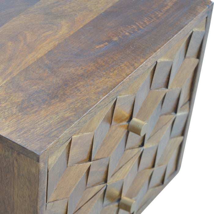 Chestnut Cube Carved Bedside-4