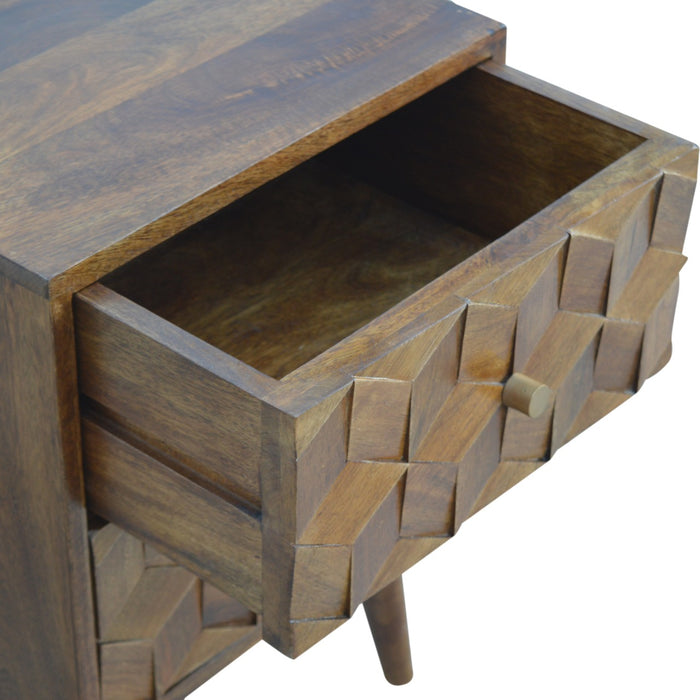 Chestnut Cube Carved Bedside-5