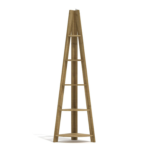 Tiva Corner Ladder Shelving Oak-0