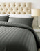 800 TC - Cotton Rich Satin Stripe Duvet Cover Set Steel Grey - Kozeenest