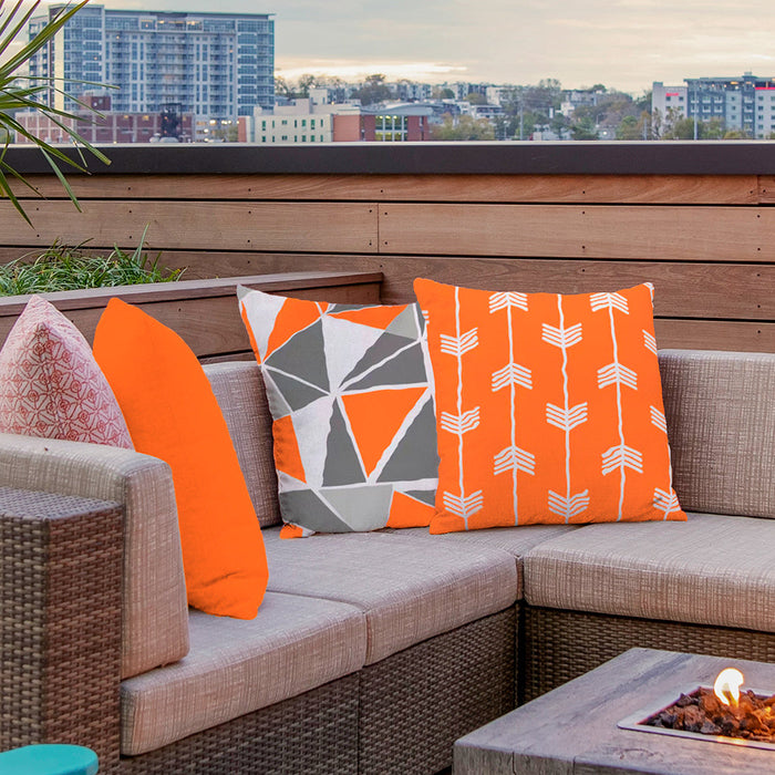 Water Resistant/Outdoor Cushion Covers for Home Garden Outdoor 45x45cm - Orange Colour (Set of 6 & 4)-2