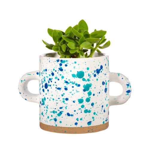 Turquoise and Blue Splatterware Planter - Kozeenest