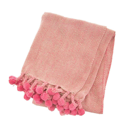 Nevada Pink Herringbone Blanket Throw - Kozeenest
