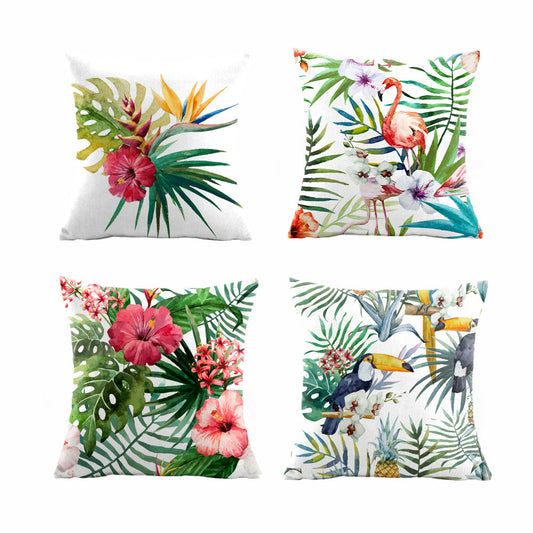 Water Resistant Stain Resistant Outdoor Floral Pattern Cushion Covers for Home Garden Outdoor 45x45cm - Set of 1-0