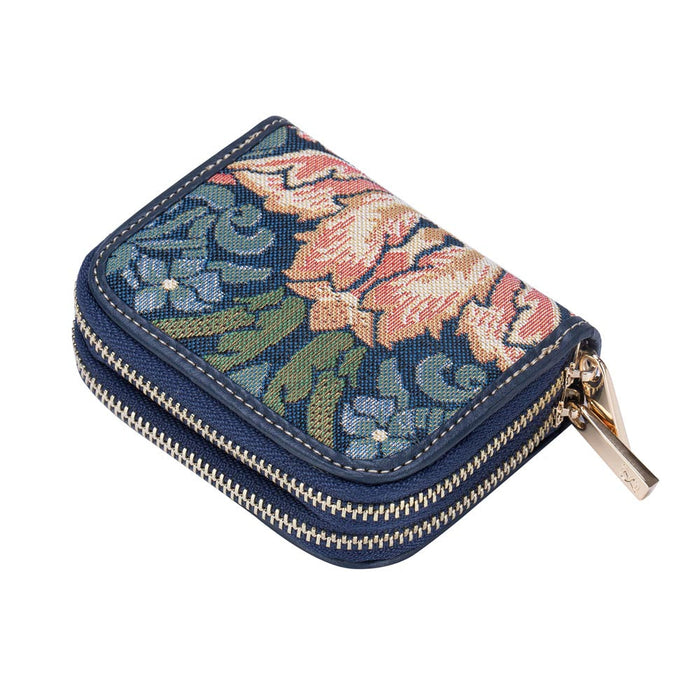 William Morris Strawberry Thief Blue - Double Zip Purse-2