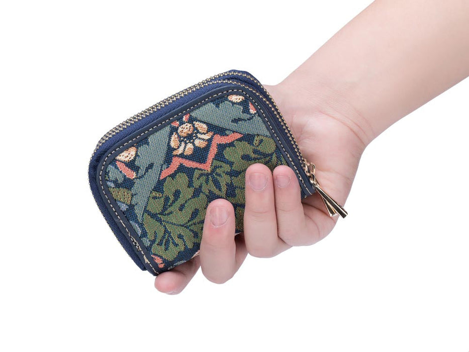 William Morris Strawberry Thief Blue - Double Zip Purse-4