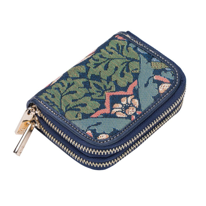 William Morris Strawberry Thief Blue - Double Zip Purse-1