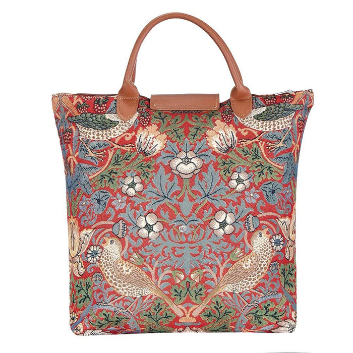 William Morris Strawberry Thief Red - Foldaway Bag-1