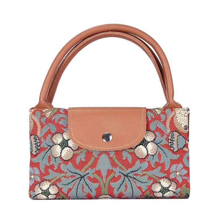 William Morris Strawberry Thief Red - Foldaway Bag-6