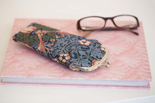 William Morris Strawberry Thief Blue - Glasses Pouch-1