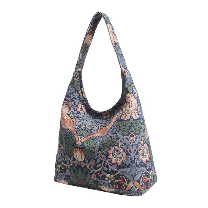 William Morris Strawberry Thief Blue - Hobo Bag-2