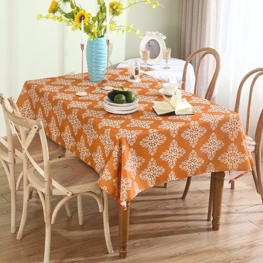 Water Resistant Indoor Outdoor Table Cloth 137x185 CM (Orange) - Design TC6-0