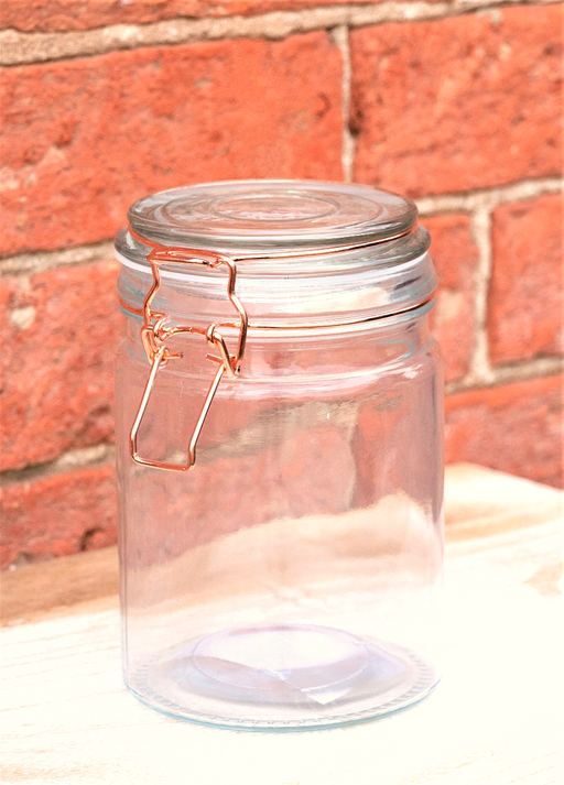 Storage Jar, Glass with Copper Wire Fastening - Kozeenest