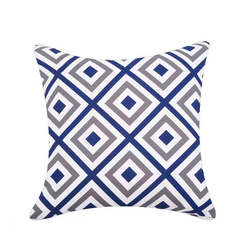 Water Resistant Stain Resistant Outdoor Geo Design Cushion Covers for Home Garden Outdoor 45x45cm - Blue-0