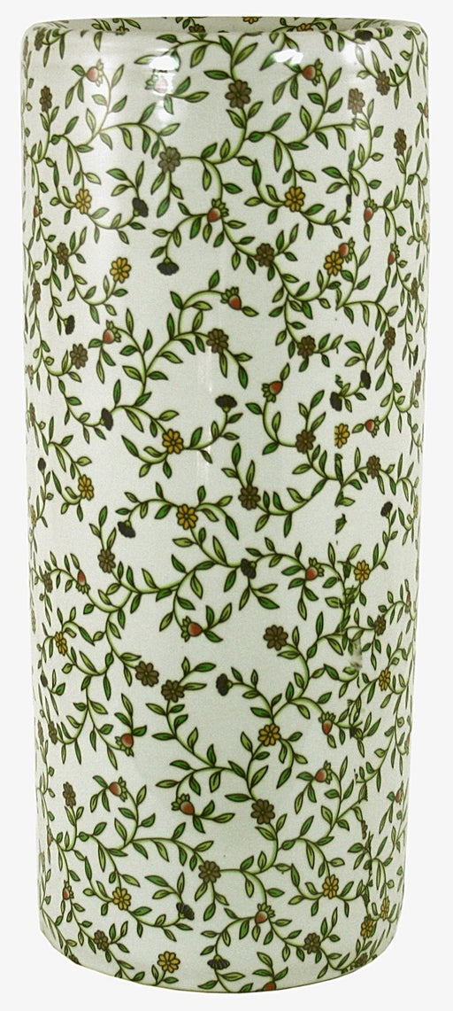 Umbrella Stand, Vintage Green & White Floral Design - Kozeenest