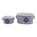 Set of 2 Ceramic Footbath Planters, Vintage Blue & White Circular Design - Kozeenest