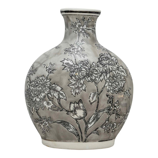 Peony Grey & White Bottle Vase - Kozeenest