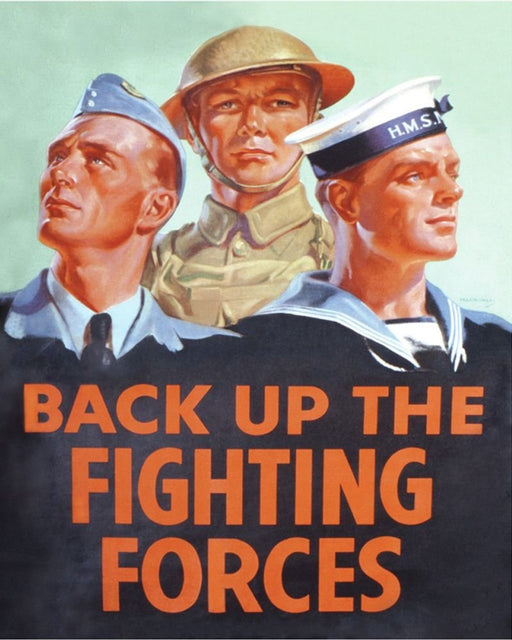 Vintage Metal Sign - Retro Propaganda - Back Up The Fighting Forces - Kozeenest