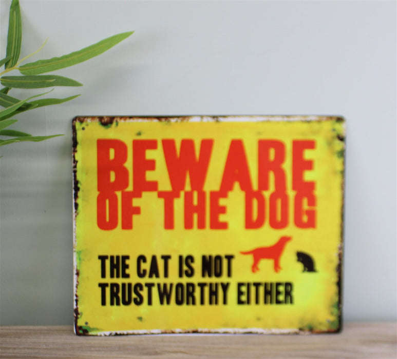 Vintage Metal Sign - Beware Of The Dog - Kozeenest