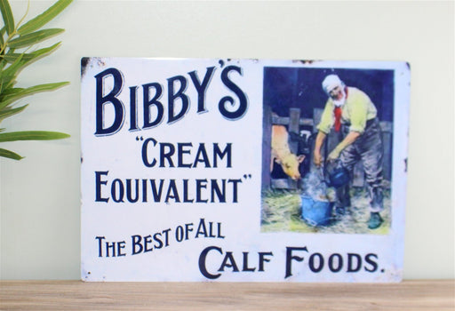 Vintage Metal Sign - Retro Advertising - Bibby's Calf Foods - Kozeenest