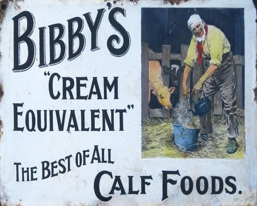 Vintage Metal Sign - Retro Advertising - Bibby's Calf Foods - Kozeenest