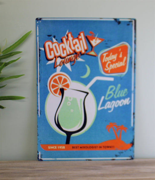 Vintage Metal Sign - Blue Lagoon Cocktail Lounge - Kozeenest