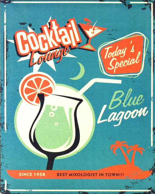 Vintage Metal Sign - Blue Lagoon Cocktail Lounge - Kozeenest