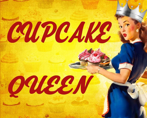 Vintage Metal Sign - Pin Up Girl, Cupcake Queen - Kozeenest