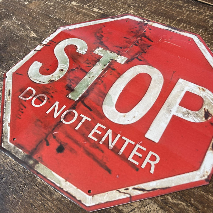 Vintage Metal Sign - Stop, Do Not Enter Sign - Kozeenest