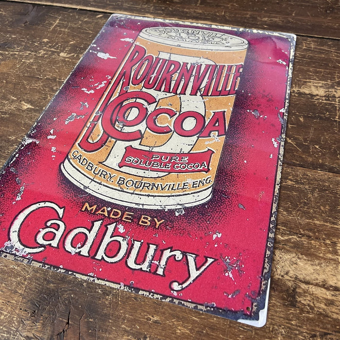 Vintage Metal Sign - Retro Advertising Cadbury Bournville Cocoa - Kozeenest