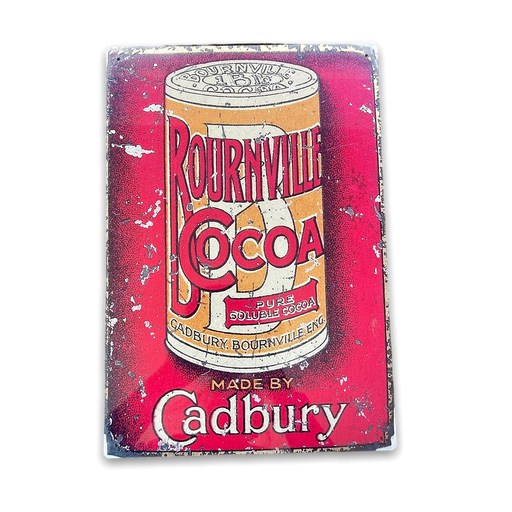 Vintage Metal Sign - Retro Advertising Cadbury Bournville Cocoa - Kozeenest