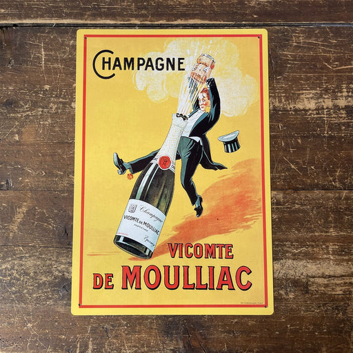 Vintage Metal Sign - Retro Advertising Champagne Vicomte De Moulliac Sign - Kozeenest