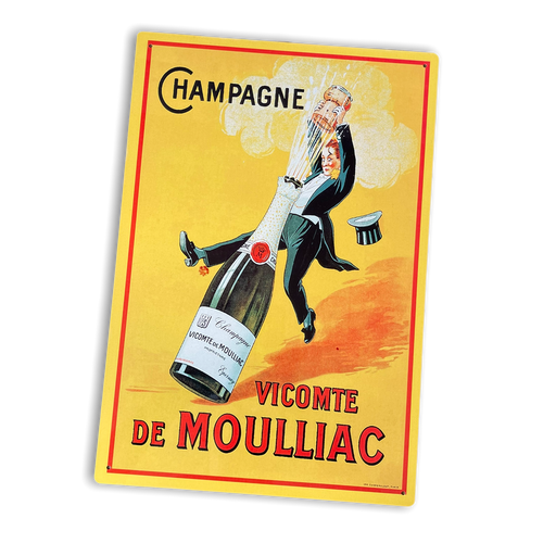 Vintage Metal Sign - Retro Advertising Champagne Vicomte De Moulliac Sign - Kozeenest