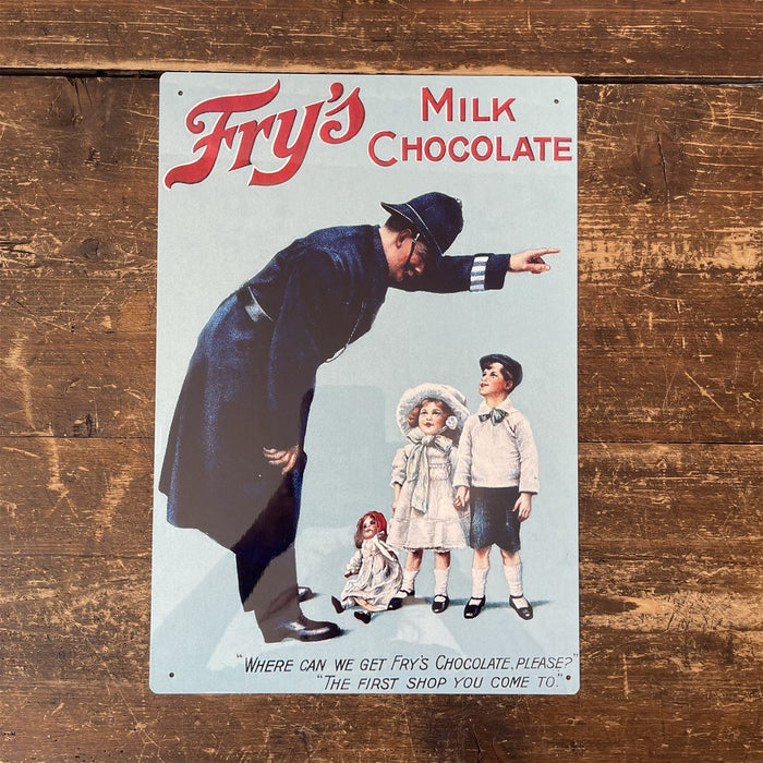 Vintage Metal Sign - Retro Advertising Fry's Milk Chocolates - Kozeenest