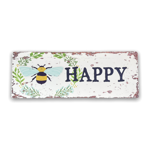 Vintage Metal Sign - Bee Happy Wall Sign - Kozeenest