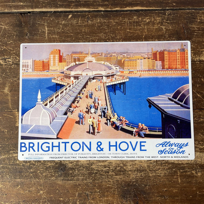 Vintage Metal Sign - British Railways Retro Advertising, Brighton & Hove - Kozeenest