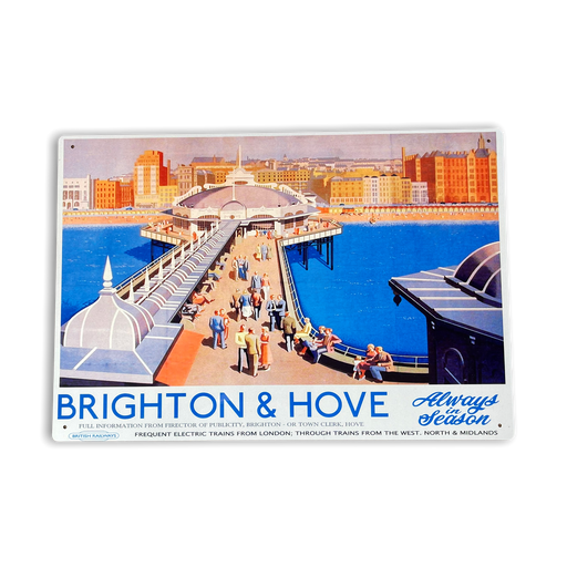 Vintage Metal Sign - British Railways Retro Advertising, Brighton & Hove - Kozeenest