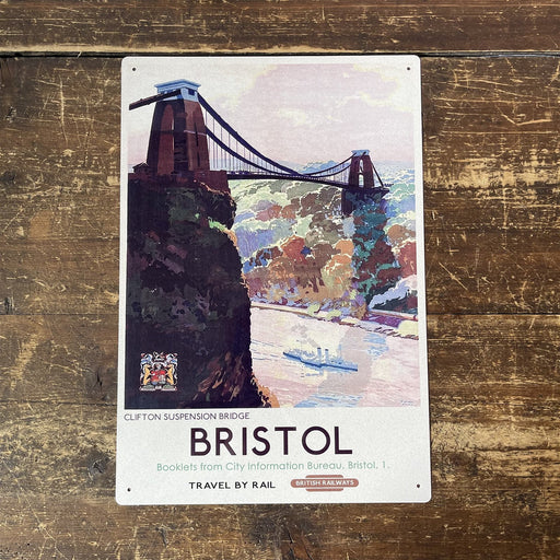 Vintage Metal Sign - British Railways Retro Advertising, Bristol Clifton Suspension Bridge - Kozeenest