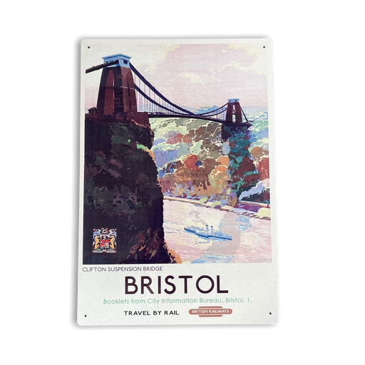 Vintage Metal Sign - British Railways Retro Advertising, Bristol Clifton Suspension Bridge - Kozeenest