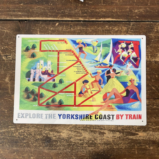 Vintage Metal Sign - British Railways Retro Advertising, Explore The Yorkshire Coast - Kozeenest