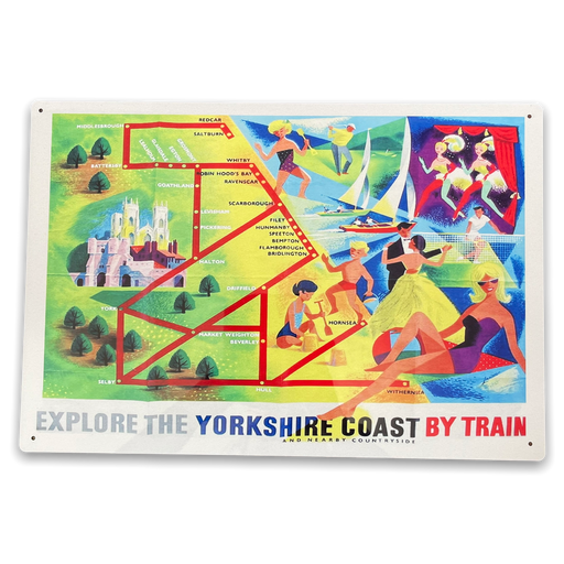 Vintage Metal Sign - British Railways Retro Advertising, Explore The Yorkshire Coast - Kozeenest