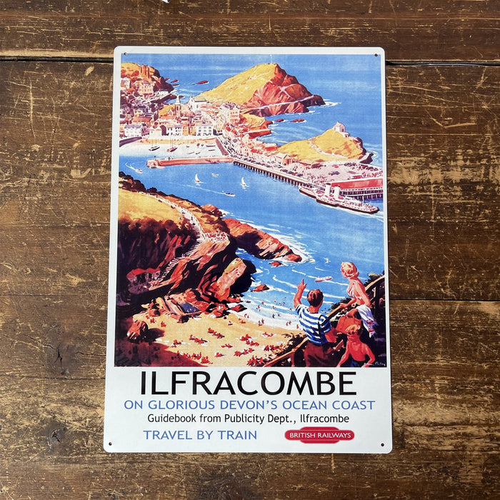 Vintage Metal Sign - British Railways Retro Advertising, Ilfracombe - Kozeenest