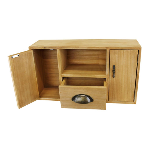 Small Wooden Cabinet with Cupboards, Drawer and Shelf - Kozeenest